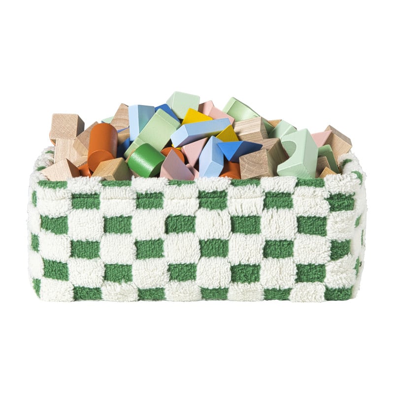Mand checks middel - groen/wit - 13x33x23 cm