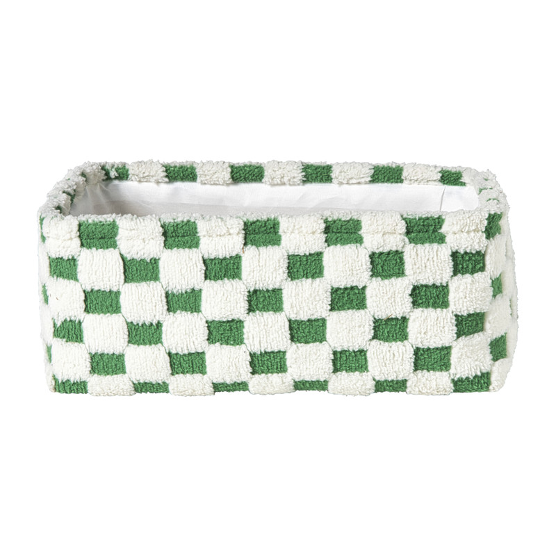 Mand checks groot - groen/wit - 15x36x26 cm