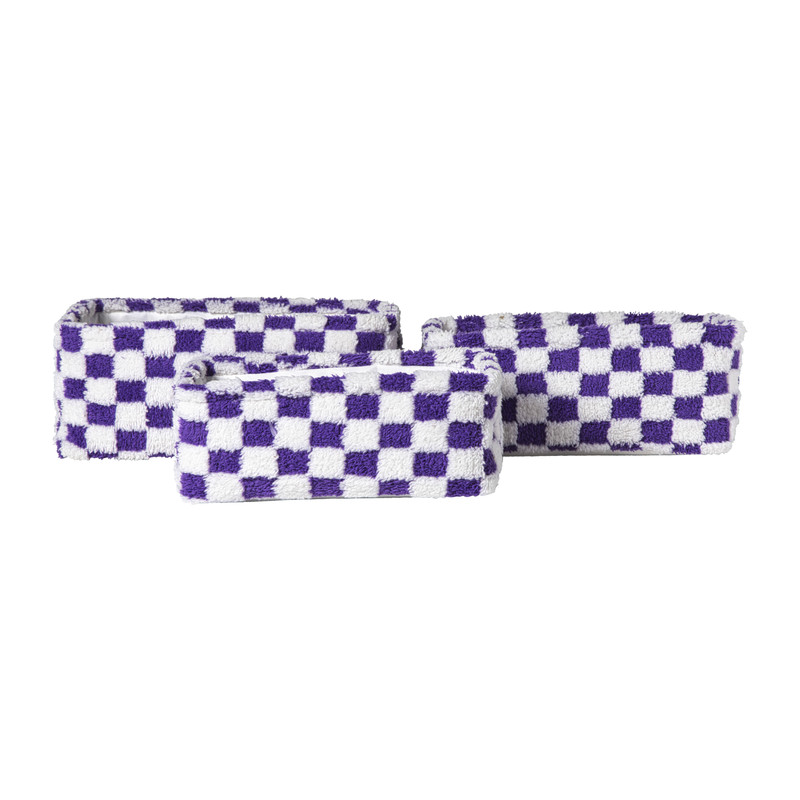 Mand checks klein - paars/wit - 11x30x20 cm