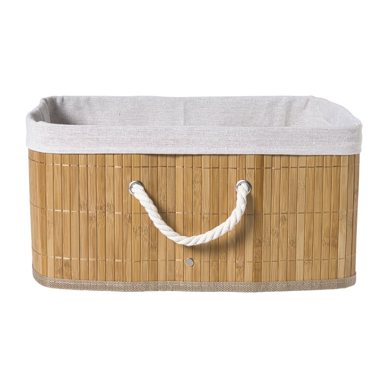 Opbergmand rechthoek laag - bamboe - 26x35x18 cm