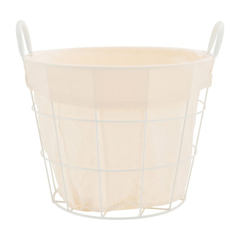 Mand metaal met voering - 36x38x28 cm - wit