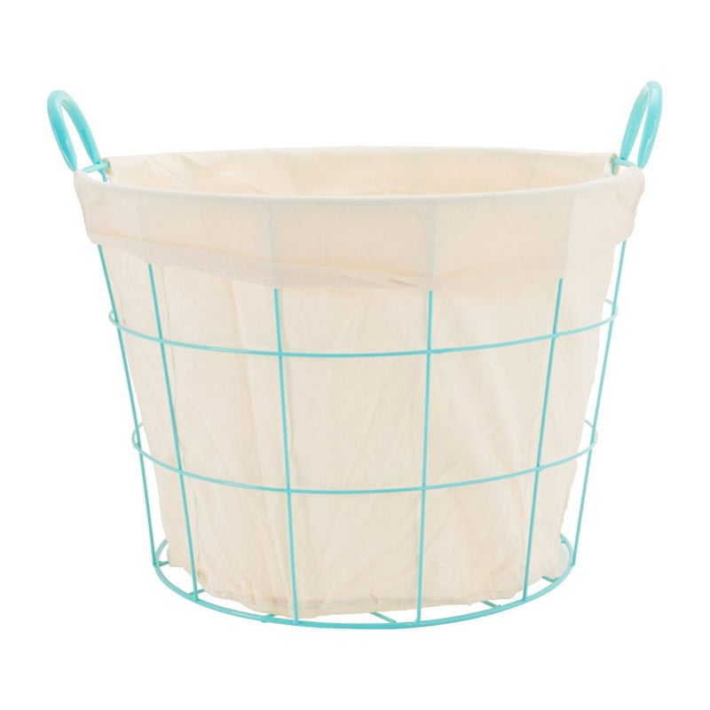 Mand metaal met voering - 44x47x32 cm - blauw