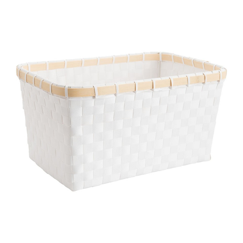 Lademand bamboe rand - wit - 33x23x17 cm