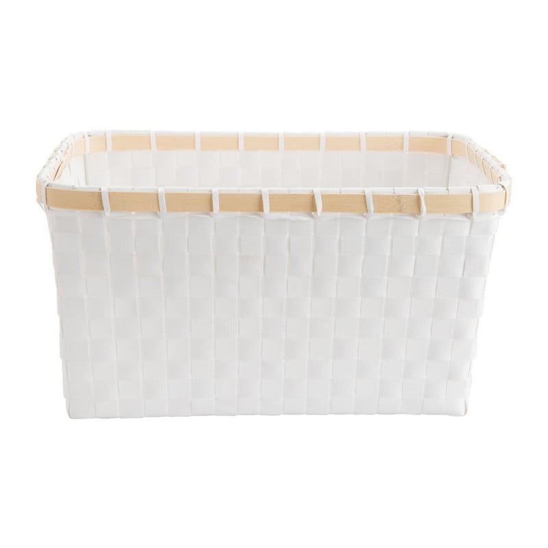 Lademand bamboe rand - wit - 33x23x17 cm