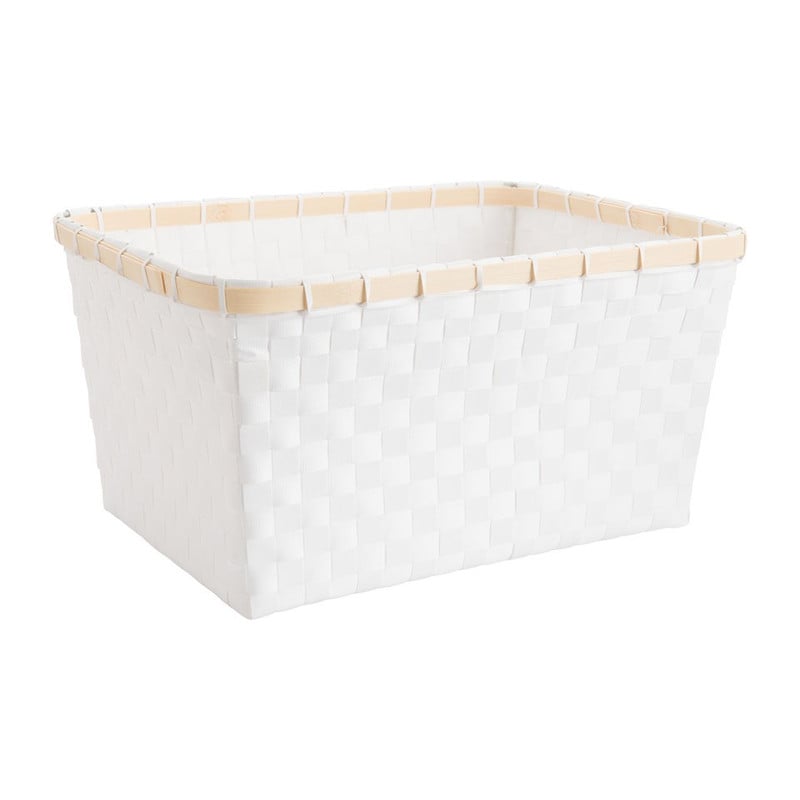 Lademand bamboe rand - wit - 37x27x19 cm