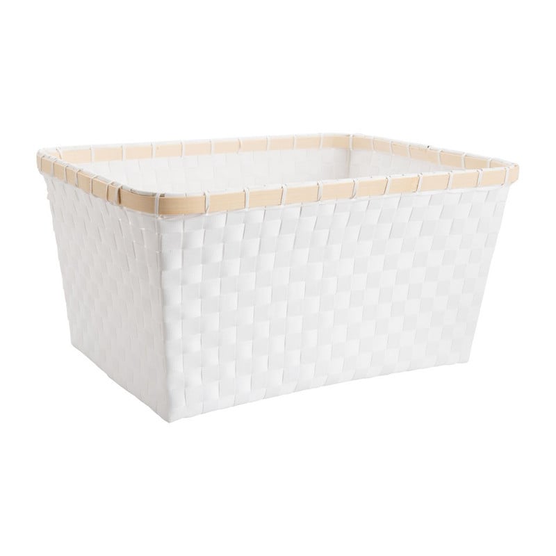Lademand bamboe rand - wit - 41x31x20 cm