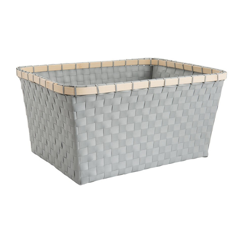 Lademand bamboe rand - grijs - 41x31x20 cm
