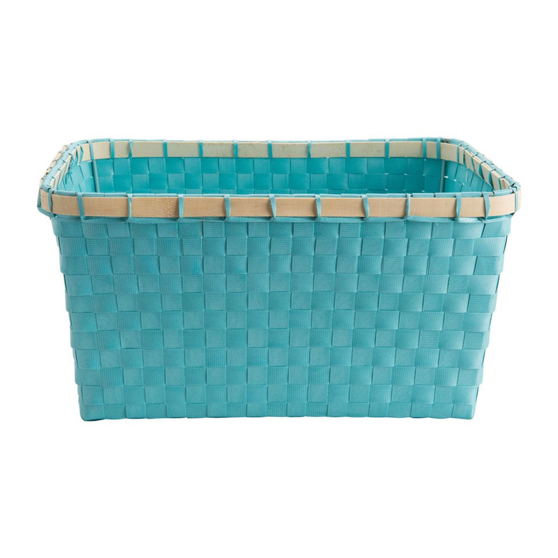 Lademand bamboe rand - blauw - 37x27x19 cm
