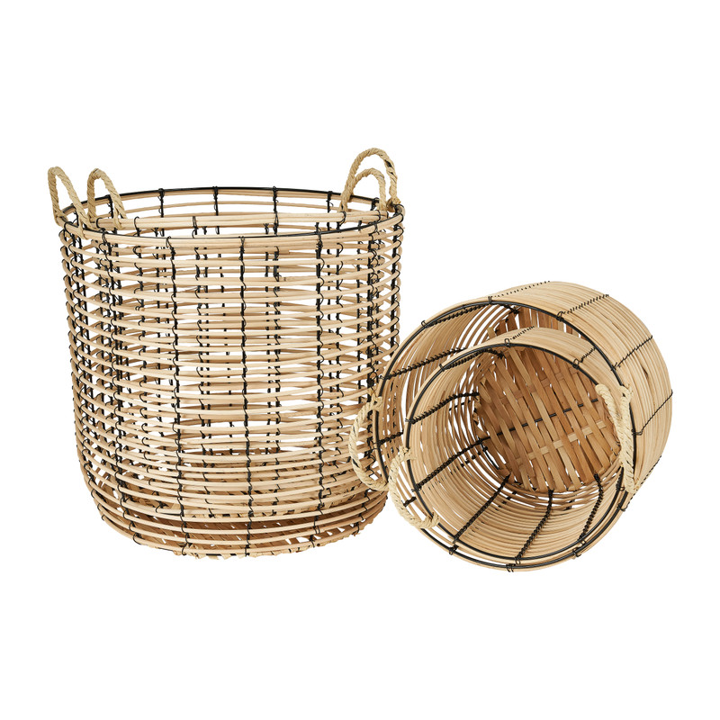 Mand bamboe - zwart -  ⌀ 37 x 35 cm
