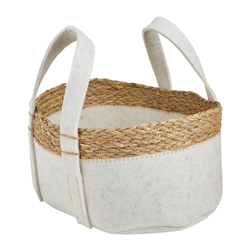 Mand vilt en zeegras - wit - ⌀34x18 cm 
