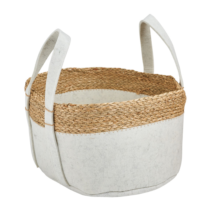 Mand vilt en zeegras - wit - ⌀39x20 cm 