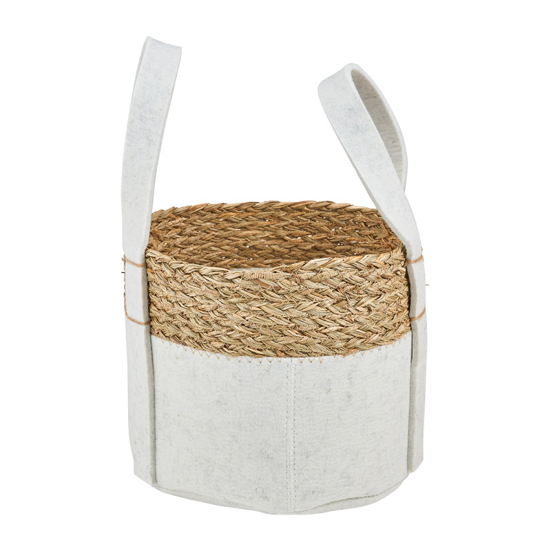Mand vilt en zeegras - wit - ⌀27x20 cm 
