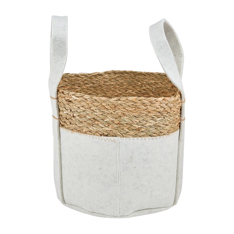 Mand vilt en zeegras - wit - ⌀30x25 cm 