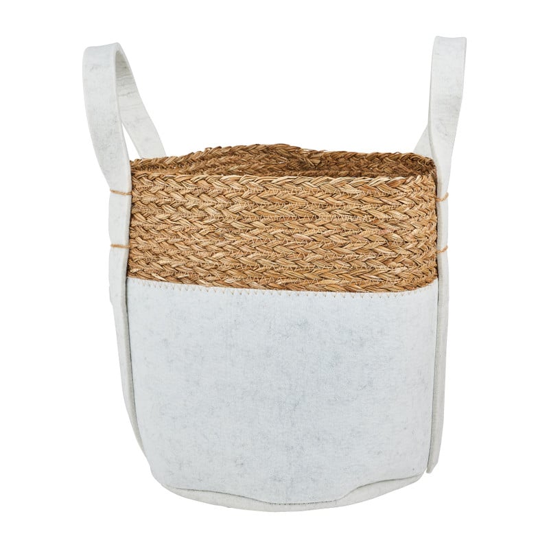Mand vilt en zeegras - wit - ⌀33x30 cm 