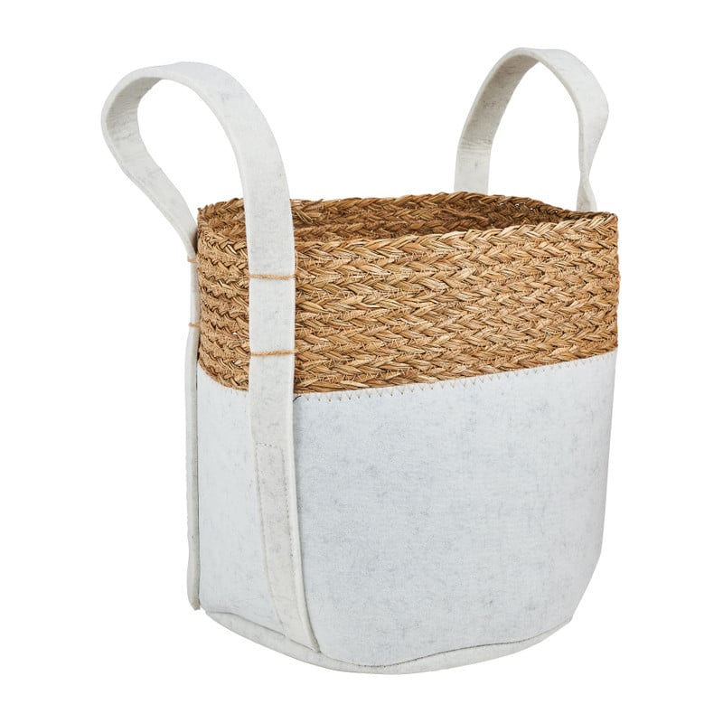 Mand vilt en zeegras - wit - ⌀33x30 cm 