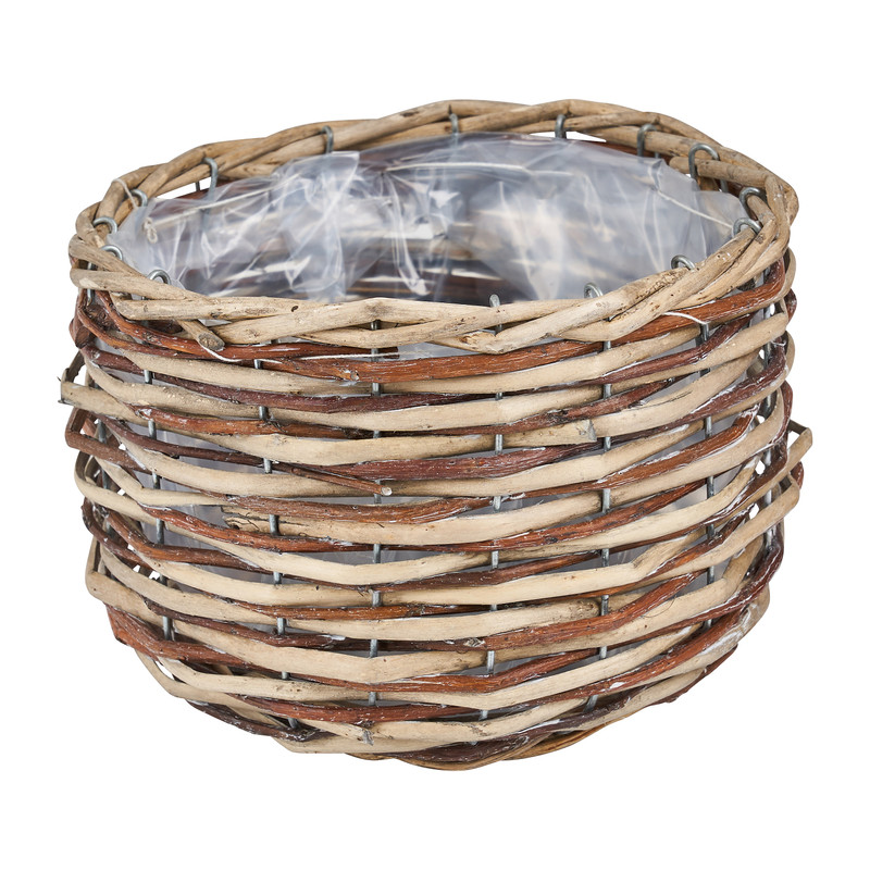 Rieten bloempot met voering - ⌀20x14 cm 