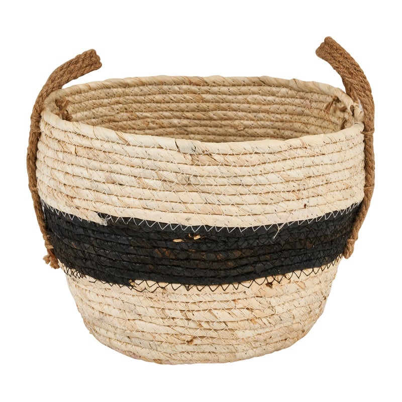 Mand rond - naturel/zwart - ø28x23 cm