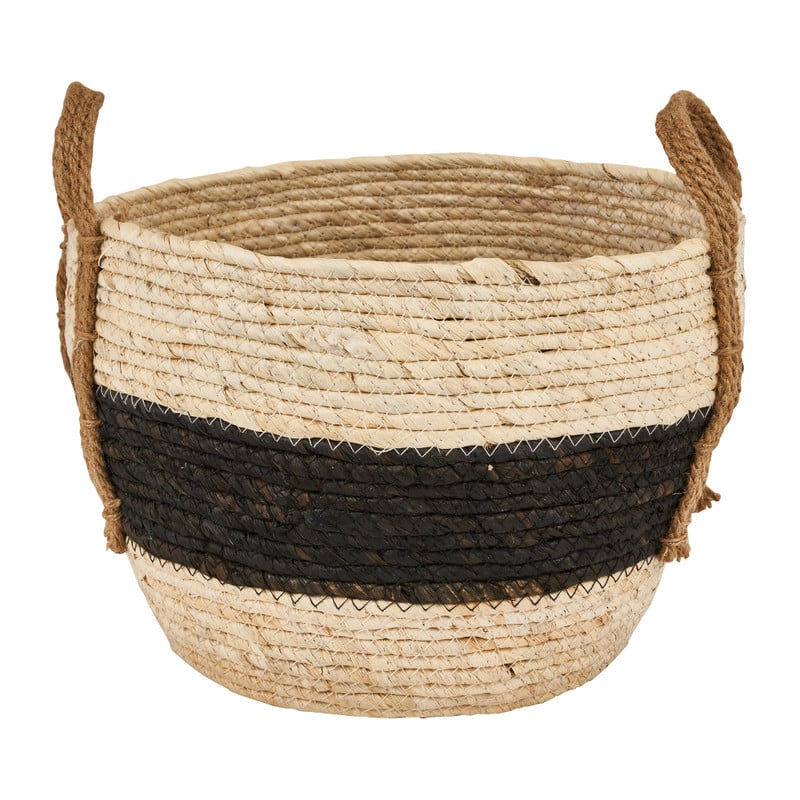 Mand rond - naturel/zwart - ø33x26 cm