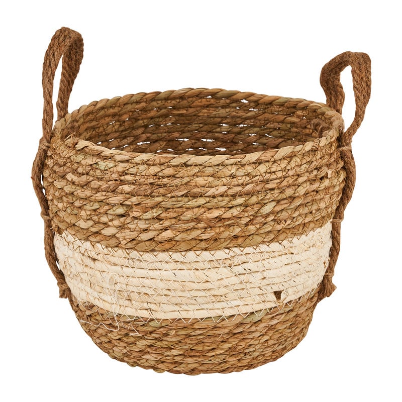 Mand rond - bruin/naturel - ø23x20 cm