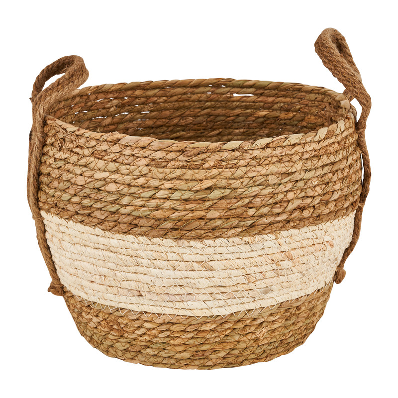 Mand rond - bruin/naturel - ø28x23 cm