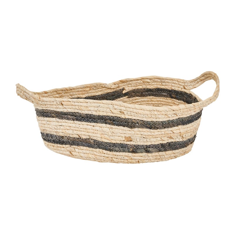 Mand ovaal - naturel/zwart - 39x26x14 cm