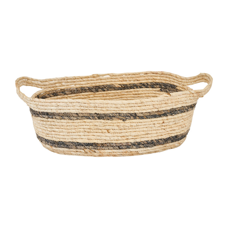Mand ovaal - naturel/zwart - 44x31x16 cm
