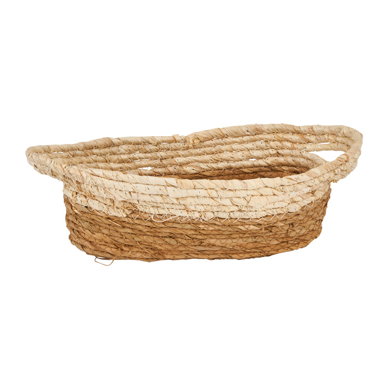 Mand ovaal met lichte rand - naturel/bruin - 30x16x10 cm