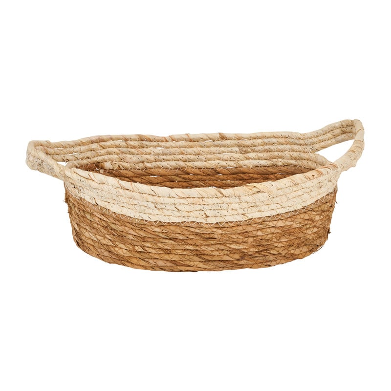 Mand ovaal met lichte rand - naturel/bruin - 34x21x12 cm