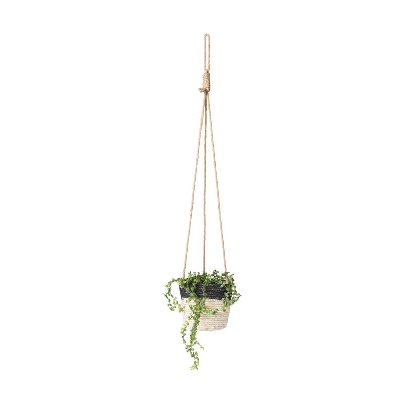 Bloempot aan touw - zwart