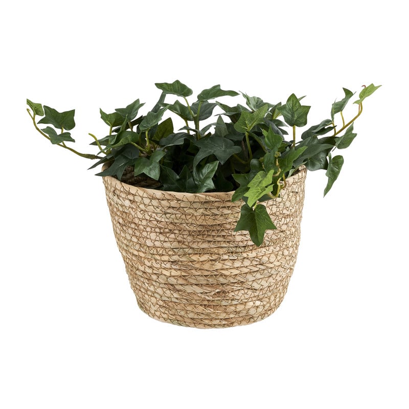 Rieten bloempot - naturel - ⌀19x14 cm 