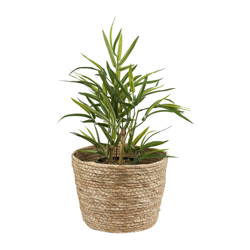 Rieten bloempot - naturel - ⌀22x17 cm 