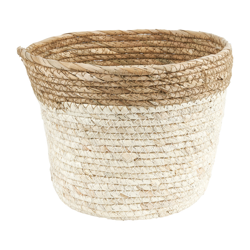 Rieten bloempot - wit - ⌀22x17 cm 