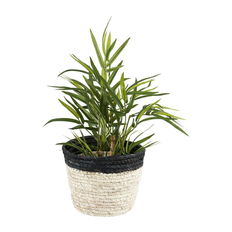Rieten bloempot - zwart - ⌀19x14 cm 