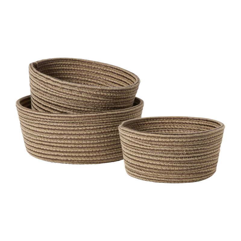Mand rond groot - beige - ø26x11 cm