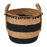 Mand met hengsel en pompoms - ⌀32x28 cm 