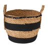 Mand met hengsel en pompoms - ⌀38x33 cm 
