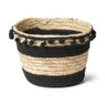 Bloempot met pompoms - naturel/zwart- ⌀18x15 cm