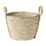Mand laag met handels - naturel - Ø34x28 cm