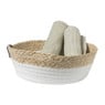 Rond mandje - ø24x8 cm - naturel/wit