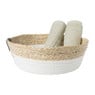 Rond mandje - ø26x9 cm - naturel/wit