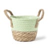 Rieten mand met hengsel - groen - ø15x16.5  cm