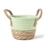 Rieten mand met hengsel - groen - ø15x16.5  cm