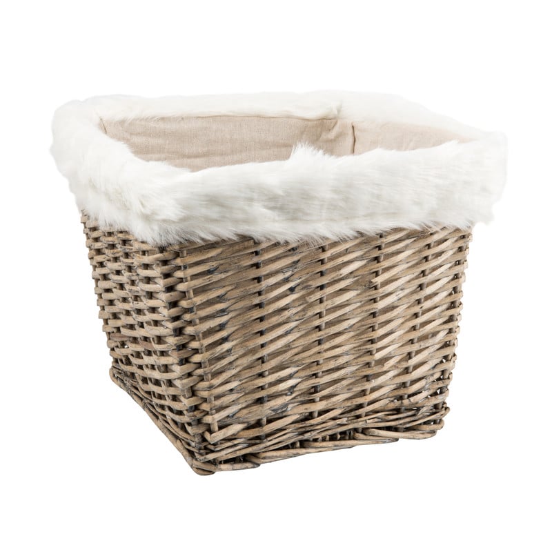 Mand met bontrand -  35x35x30 cm