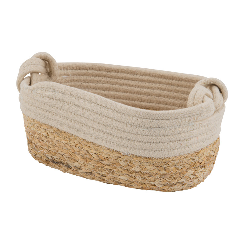 Mand ovaal met witte rand - 29x19x12 cm