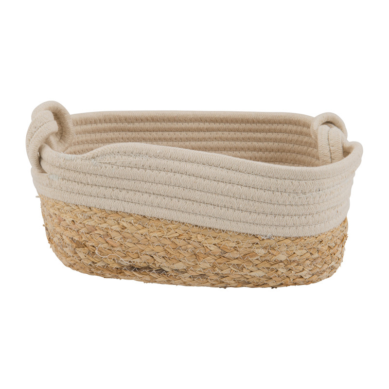 Mand ovaal met witte rand - 29x19x12 cm
