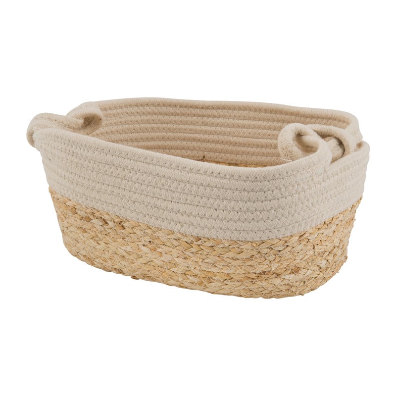 Mand ovaal met witte rand - 33x22x14 cm