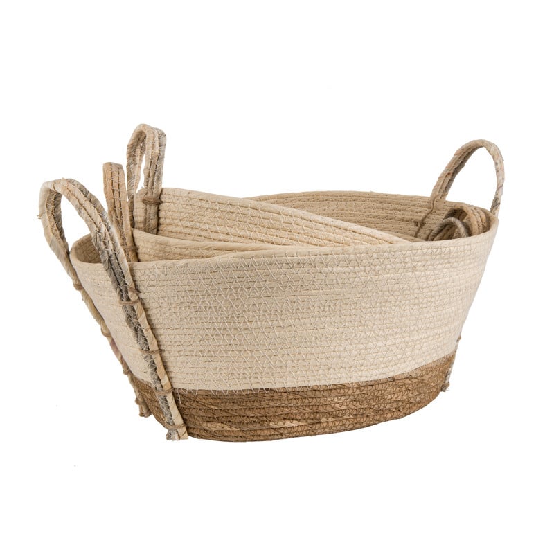 Rieten mand met witte rand – 26x16x10 cm 