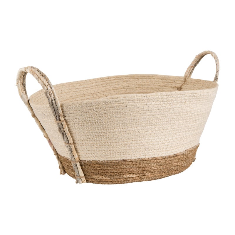 Rieten mand met witte rand - 33x22x14 cm