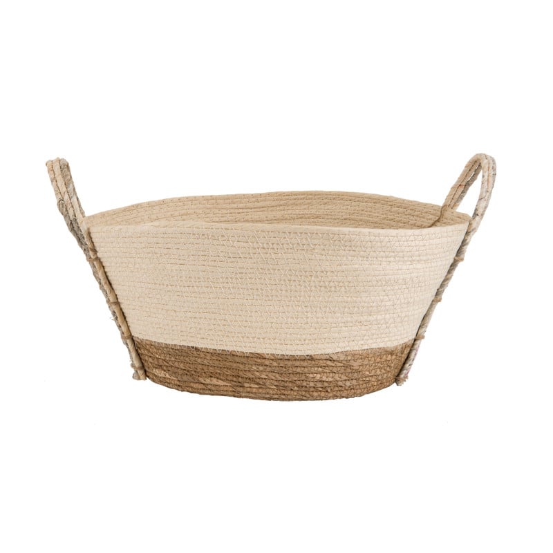Rieten mand met witte rand - 33x22x14 cm