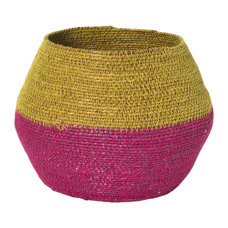 Mand colorblock - roze/geel - ø20x25 cm